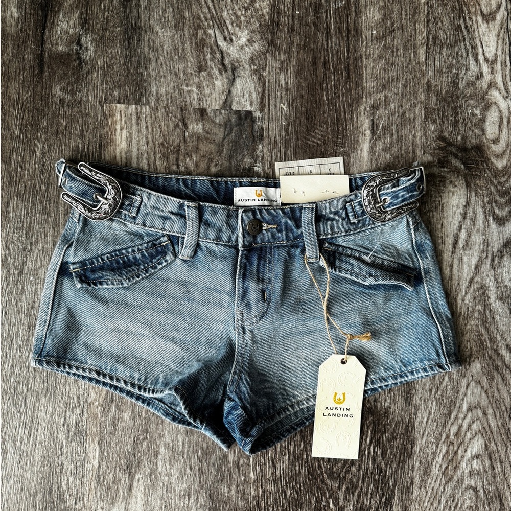 Denim Low Rise Mini Shorts